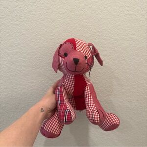 HTF Rare y2k quilted Pottery Barn Red and White Checkered Plush Dog